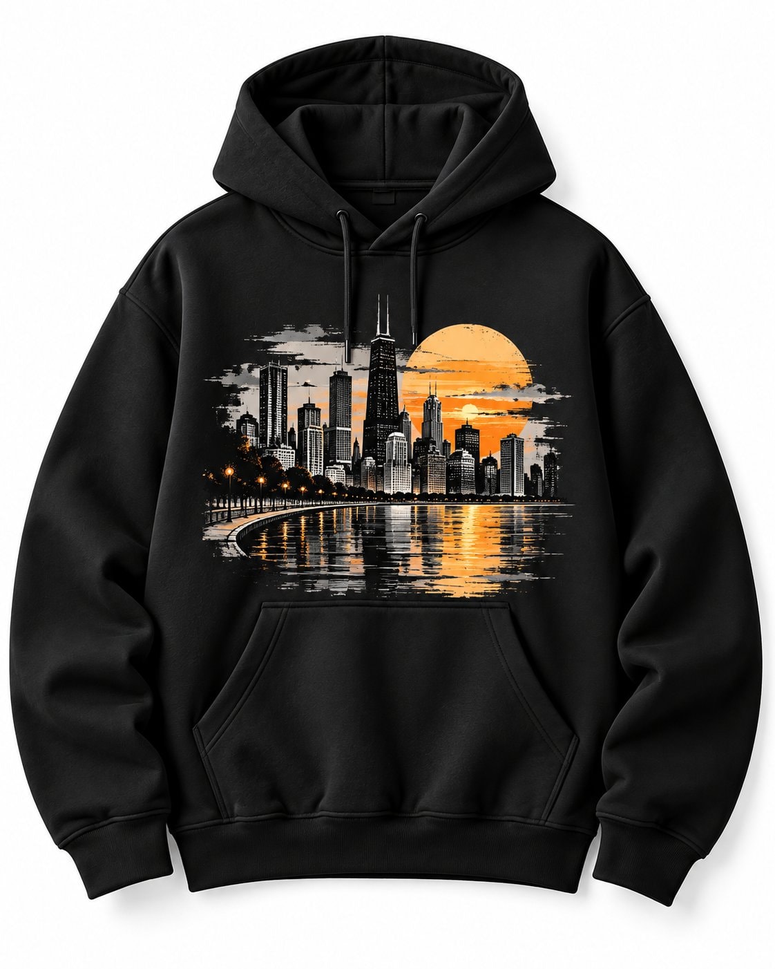 City Sunset Graphic Pullover Hoodie