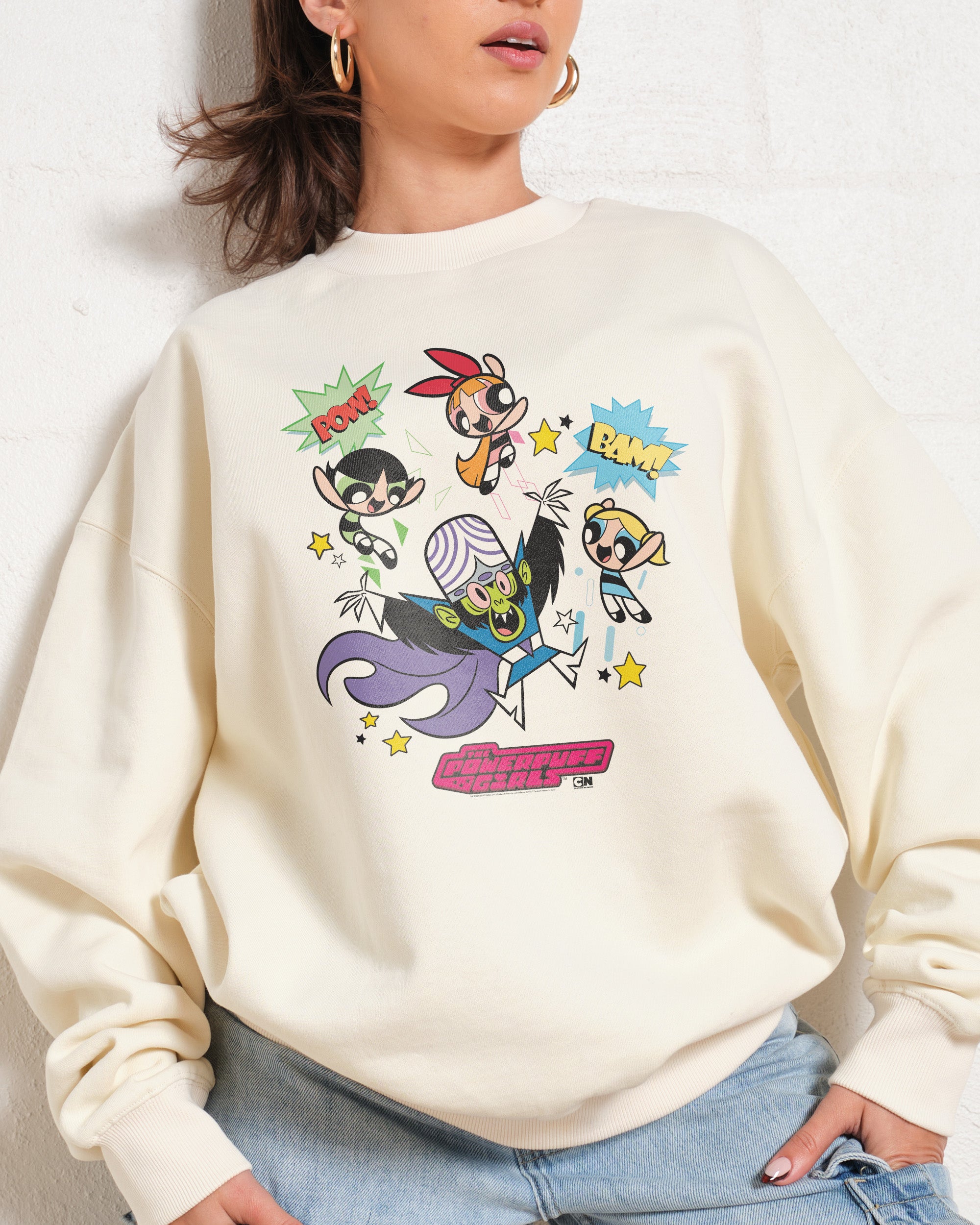 Powerpuff Pow Unisex Sweatshirt - Official Powerpuff Girls Graphic Print, 340gsm Cotton-Poly Blend