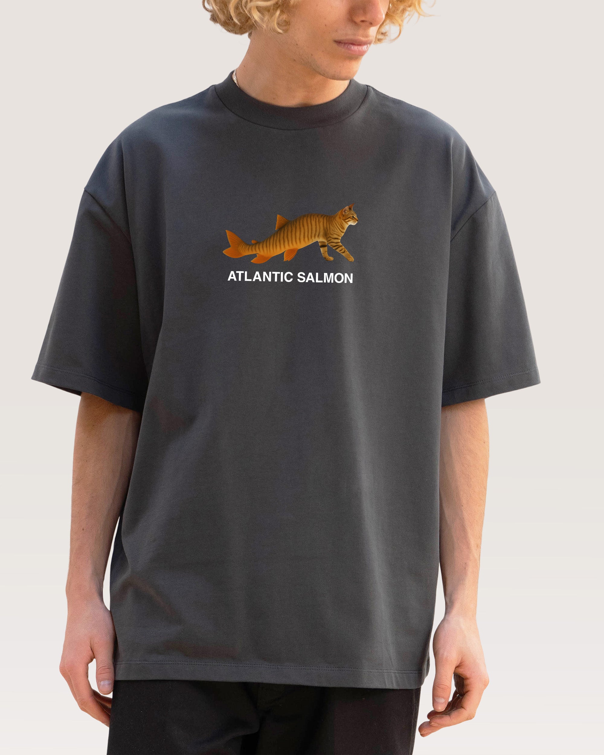 Ate Too Much Salmon Oversized Graphic Tee - Unisex 100% Combed Cotton 275gsm