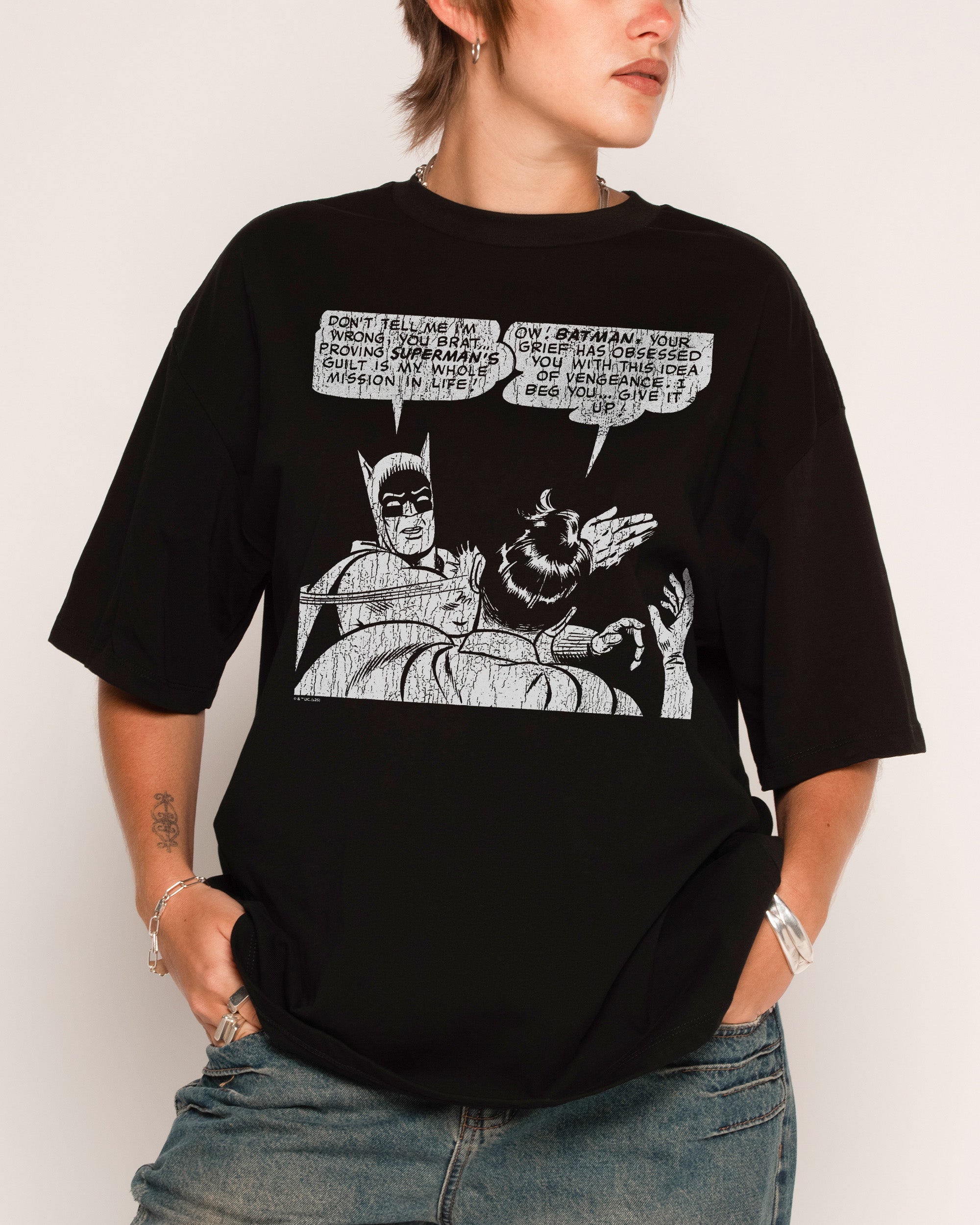 Batman Slap Oversized Graphic T-Shirt - Unisex 100% Combed Cotton Heavyweight Tee