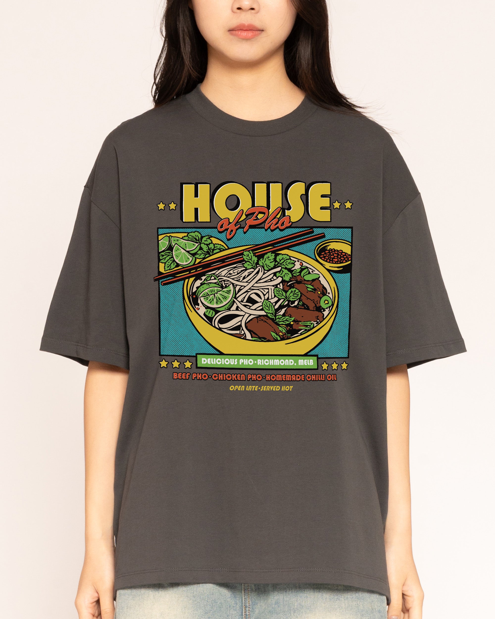 House of Pho Oversized Graphic Tee Unisex 90s Boxy Fit 100% Combed Cotton