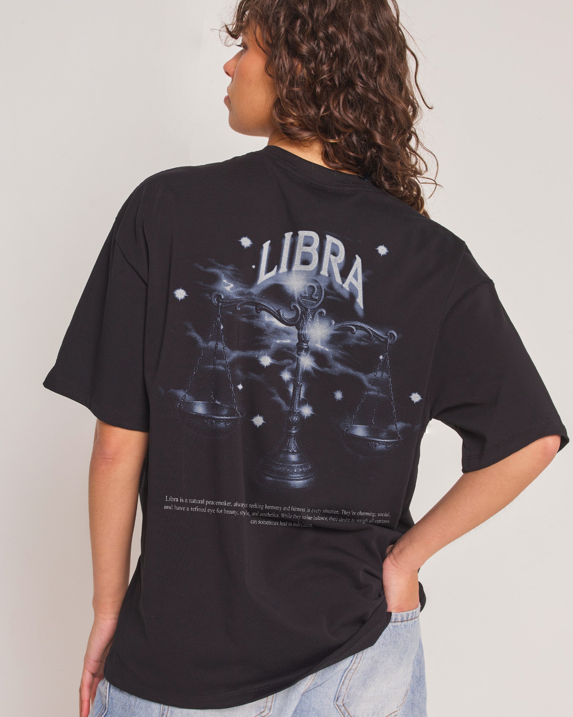 Libra Oversized Tee - Threadheads Graphic T-Shirt, Unisex 90s Boxy Fit, 100% Combed Cotton