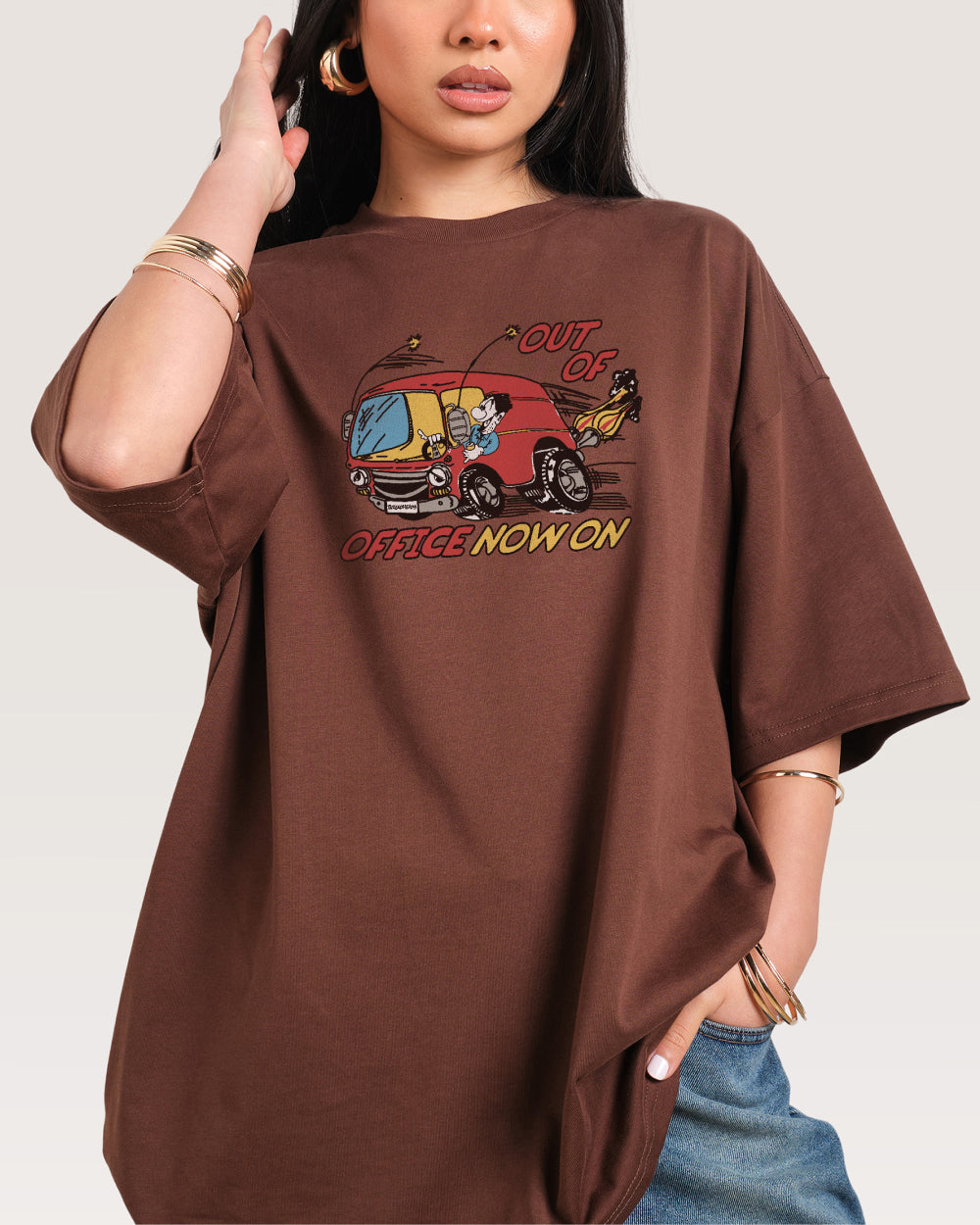 Out of Office Oversized Tee - Premium Heavyweight 100% Combed Cotton Unisex Graphic T-Shirt