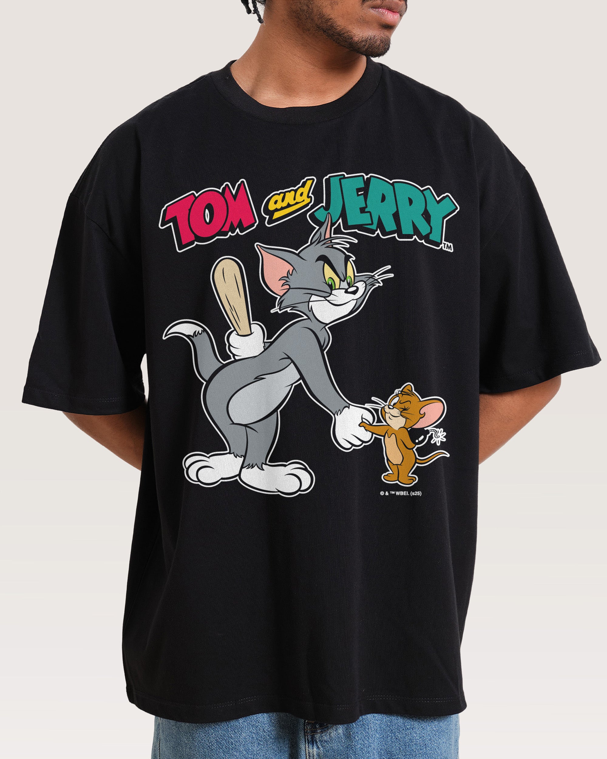 Tom and Jerry Best Friends Oversized Graphic T-Shirt Unisex 100% Combed Cotton